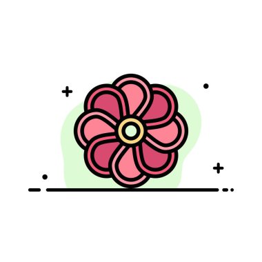 Çiçek, Doğa, Bitki, Bahar İş Düz Hat Dolgulu Simge Ve