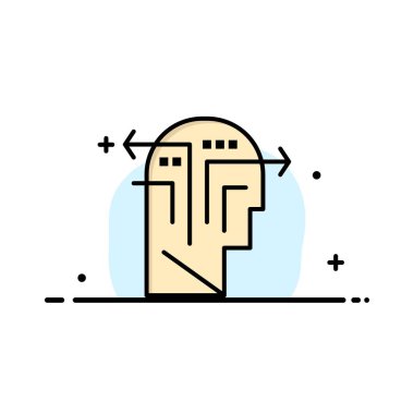 Strateji, Düşünme, Zihin, Kafa İş Düz Hat Dolu Simge V