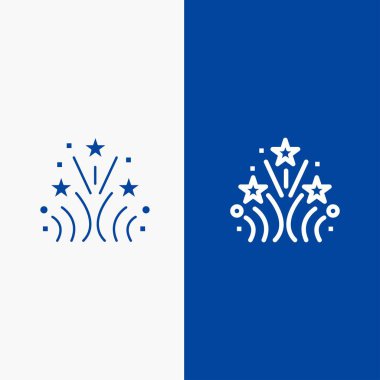 Yangın, Firework, Love, Wedding Line ve Glyph Solid simgesi Mavi yasağı