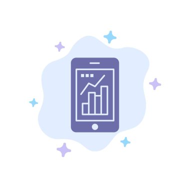 Grafik, analitik, bilgi grafik, mobil, mobil grafik mavi simge o