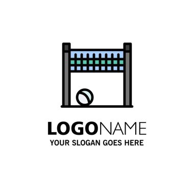 Oyun, Kaledir, Net, Voleybol İş Logo Şablonu. Düz Col