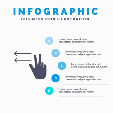 Parmaklar, Jest, Sollar Katı Simge Infographics 5 Adımlar Presenta