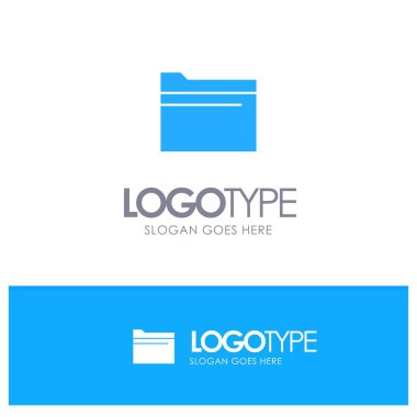 Klasör, Dosya, Veri, Depolama Mavi Katı Logo tagli için yer ile
