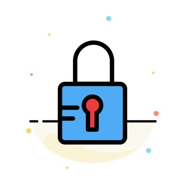 Kilit, Kilitli, Okul Soyut Düz Renk Simgesi Şablonu