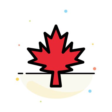 Kanada, Yaprak, Akçaağaç Soyut Düz Renk Simgesi Şablonu