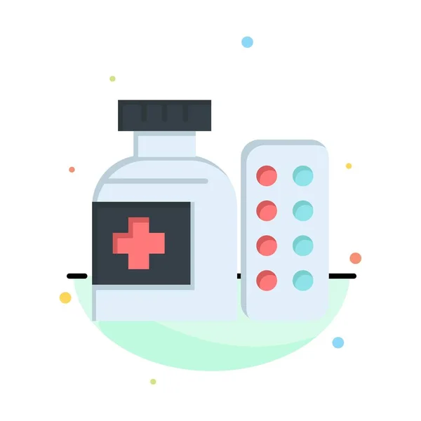 Médico, Medicina, Comprimidos, Hospital Abstract Flat Color Icon Temp — Vetor de Stock