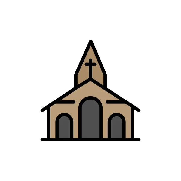 Edificio, Navidad, Iglesia, Spring Flat Color Icon. Vector ico — Vector de stock