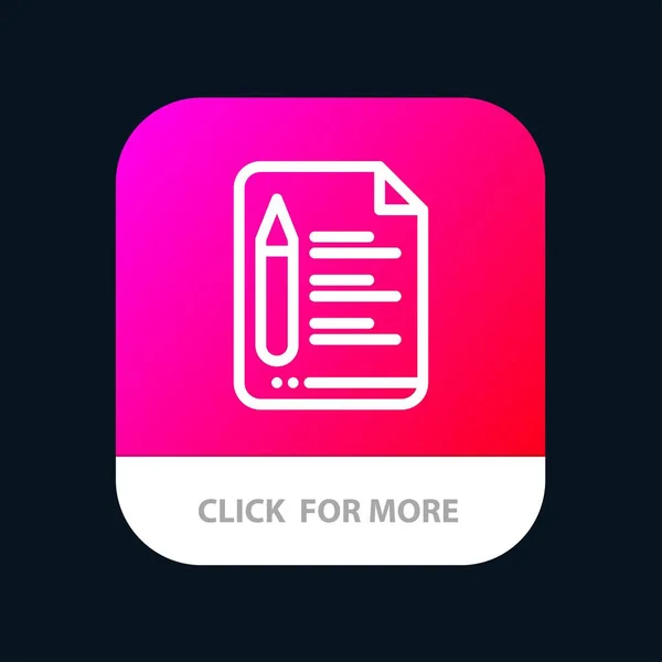 Arquivo, Texto, Educação, Lápis Mobile App Button. Android e IOS — Vetor de Stock
