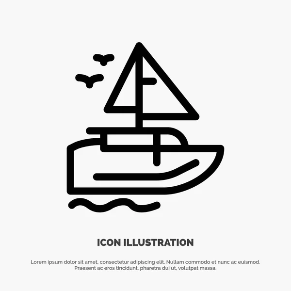 Boat, Ship, Transport, Vessel Vector Line Icon — Stock Vector