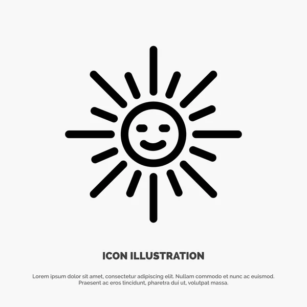 Brillo, luz, sol, vector del icono de la línea de primavera — Vector de stock