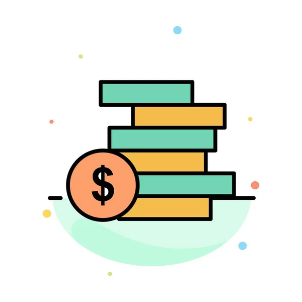 Mynt pengar, kontanter, guld, pengar abstrakt platt färg ikon mall — Stock vektor