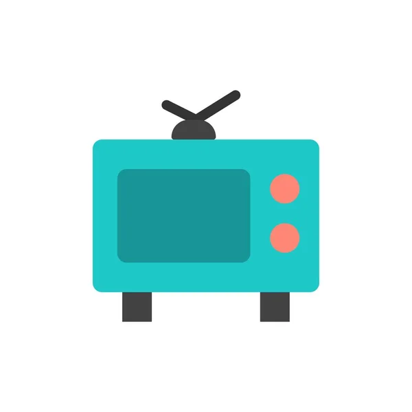 TV, Televisión, Media Flat Color Icon. Banner icono vectorial Templ — Archivo Imágenes Vectoriales