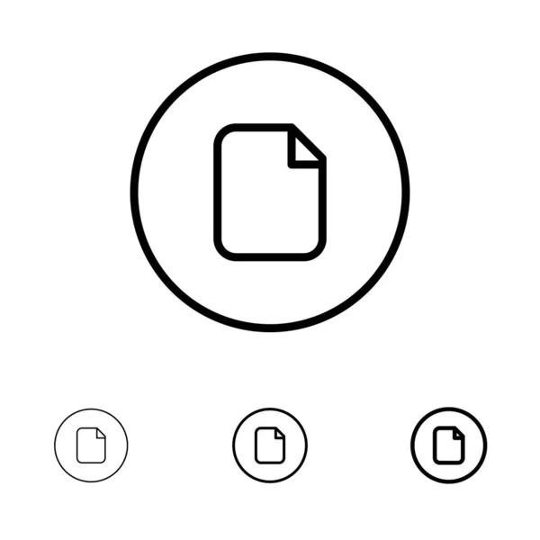 Document, Fichier, Basic, Ui Ensemble d'icônes en gras et mince ligne noire — Image vectorielle