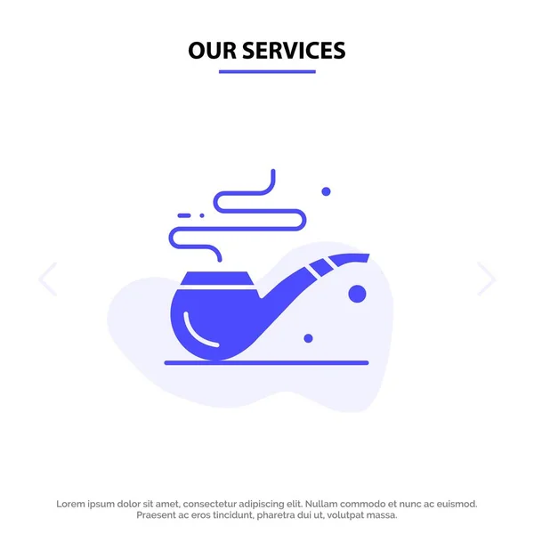 Nossos serviços Tubo, Fumaça, St. Patrick, Tubo Solid Glyph Icon Web — Vetor de Stock