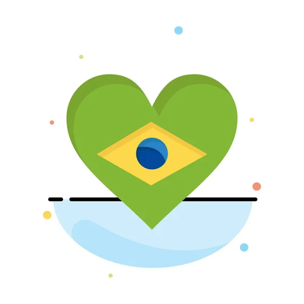 Modèle abstrait d'icône de couleur plate de coeur, Brésil, drapeau, amour — Image vectorielle
