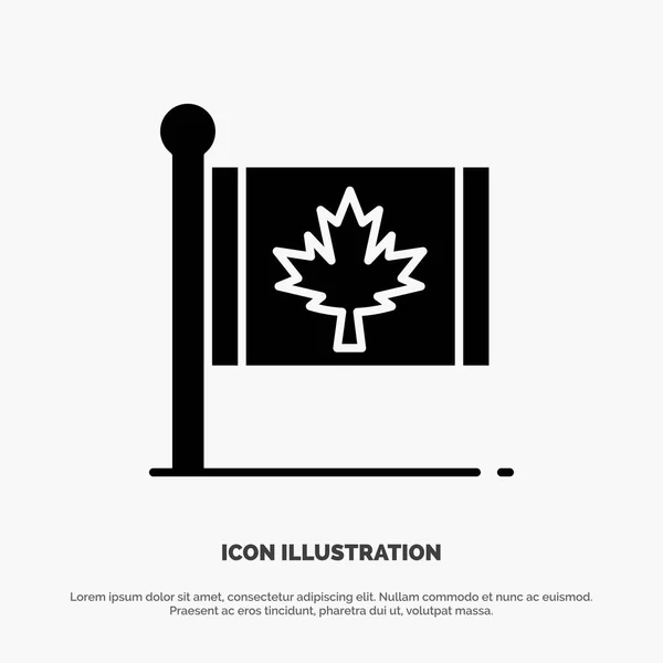 Bandera, Otoño, Canadá, Hoja, Maple solid Glyph Icon vector — Vector de stock