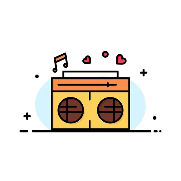Modèle de logo d'entreprise de radio, d'amour, de coeur, de mariage. Couleur plate — Image vectorielle