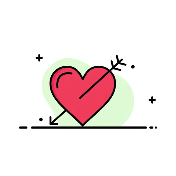 Herz, Pfeil, Urlaub, Liebe, Valentinstag Geschäft flache Linie füllen — Stockvektor