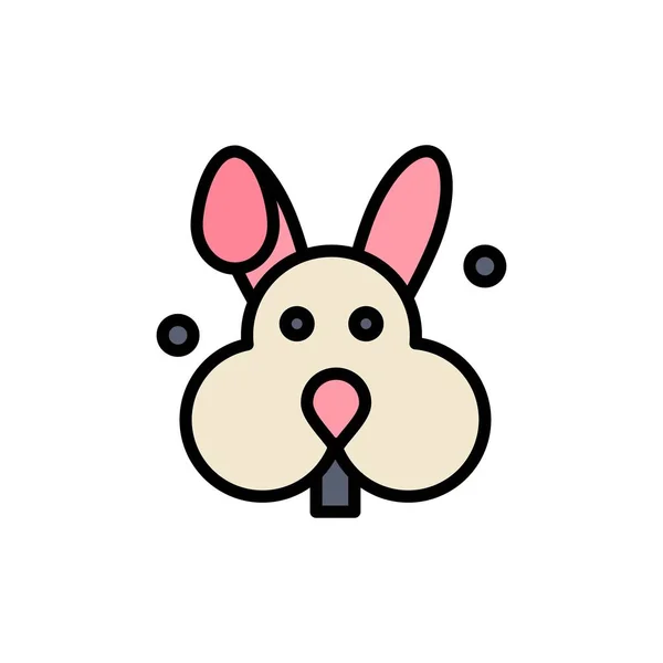 Bunny, Pasen, konijn platte kleur icoon. Vector icoon banner Temp — Stockvector