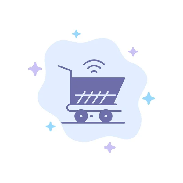 Chariot, Panier, Wifi, Icône bleue shopping sur Abstract Cloud Backgr — Image vectorielle