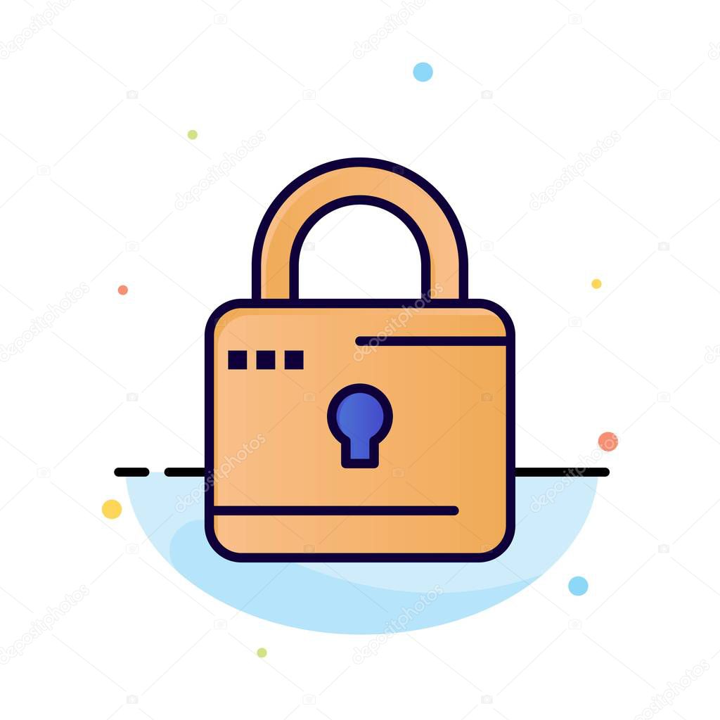 Lock, Computing, Locked, Security Abstract Flat Color Icon Templ