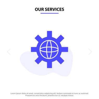 Hizmetlerimiz Dünya, Küre, Ayar, Teknik Katı Glyph Icon W