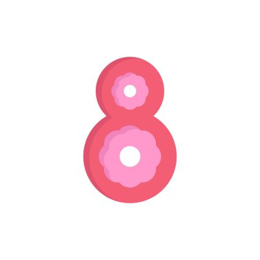 Sekiz, 8, 8, Çiçek Düz Renk Simgesi. Vektör simgesi afiş Templ