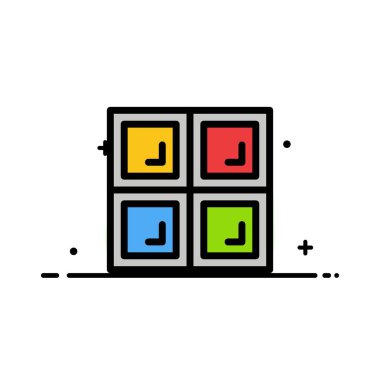 İnşaat, Ev, Pencere İş Düz Satırı Simge Vekti Dolduruldu