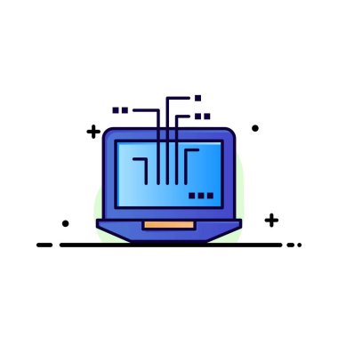 Bilgisayar, Ağ, Dizüstü Bilgisayar, Donanım İş Logo Şablonu. Düz