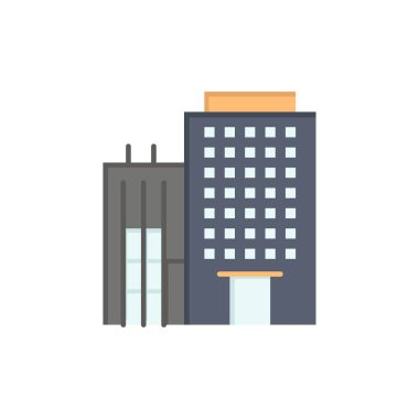 Otel, Bina, Ev, Servis Düz Renk Simgesi. Vektör simgesi yasağı