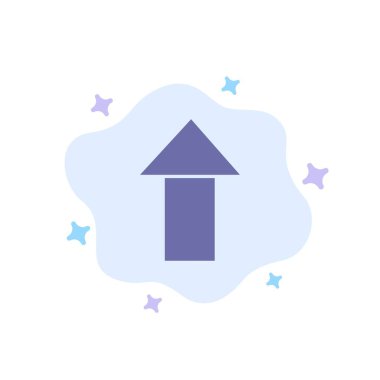 Ok, Yukarı, Soyut Bulut Arka Planında Mavi Simge Yükle