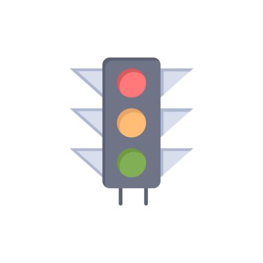 Trafik, İşaret, ışık, Yol Düz Renk Simgesi. Vektör simgesi afiş 