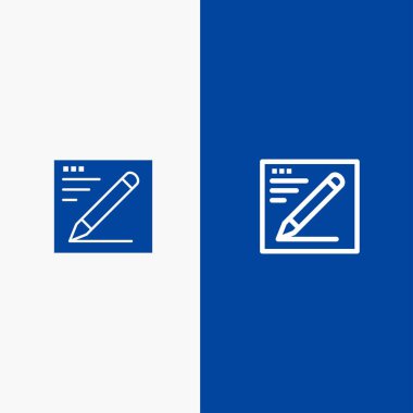 Tarayıcı, Kalem, Metin, Eğitim Hattı ve Glyph Solid simgesi Mavi 