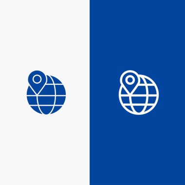 Konum, Harita, Küre, İnternet Hattı ve Glyph Katı simgesi Mavi ba