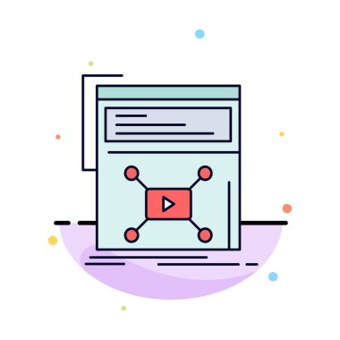 Pazarlama, sayfa, video, web, web sitesi Düz Renk Simge Vektör