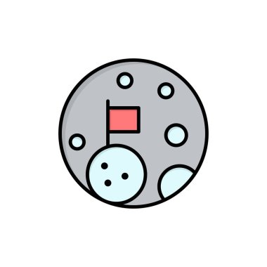 Ay, Bayrak, Uzay, Planet Düz Renk Simgesi. Vektör simgesi afiş T