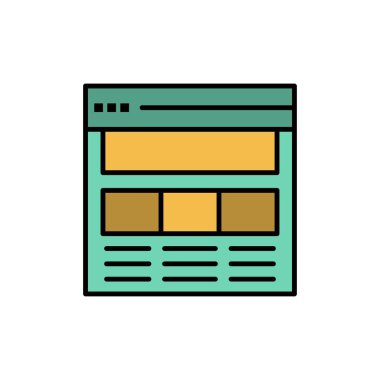 Web sitesi, sayfa, arayüz, web, online düz renk simgesi. Vektör i
