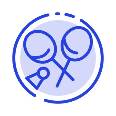 Badminton, Raket, Spor, Bahar Mavi Noktalı Çizgi Hattı Simgesi