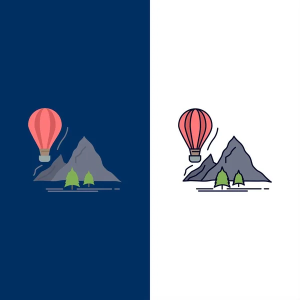 Verkennen, reizen, bergen, Camping, ballonnen platte kleur icon ve — Stockvector