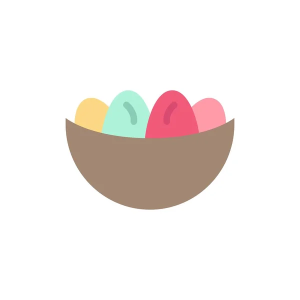 Bowl, Celebration, Easter, Egg, Nest  Flat Color Icon. Vector ic — Stock Vector