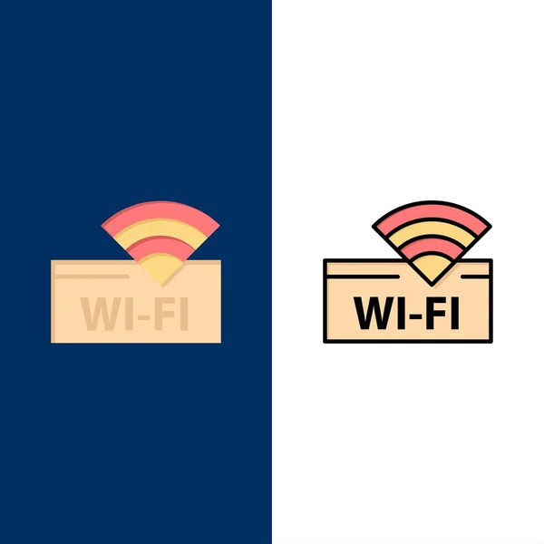 Hotel, Wifi, Service, Geräte-Symbole. flache und mit Linien gefüllte Icons — Stockvektor