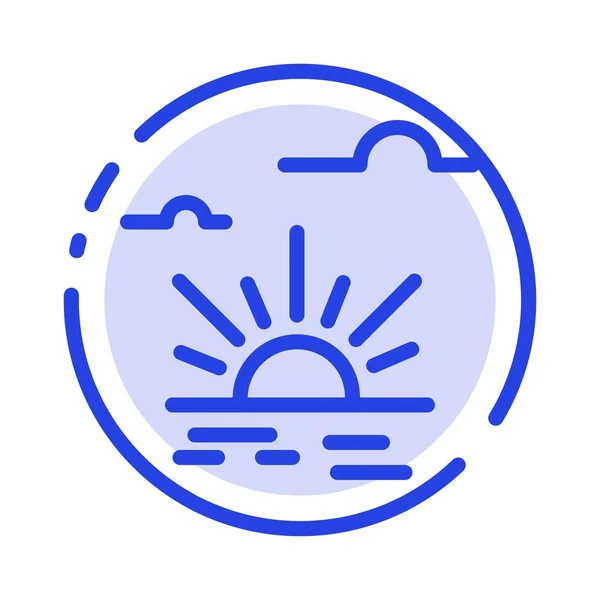 Napfény, fényerő, Light, tavaszi kék pontozott vonal ikon — Stock Vector