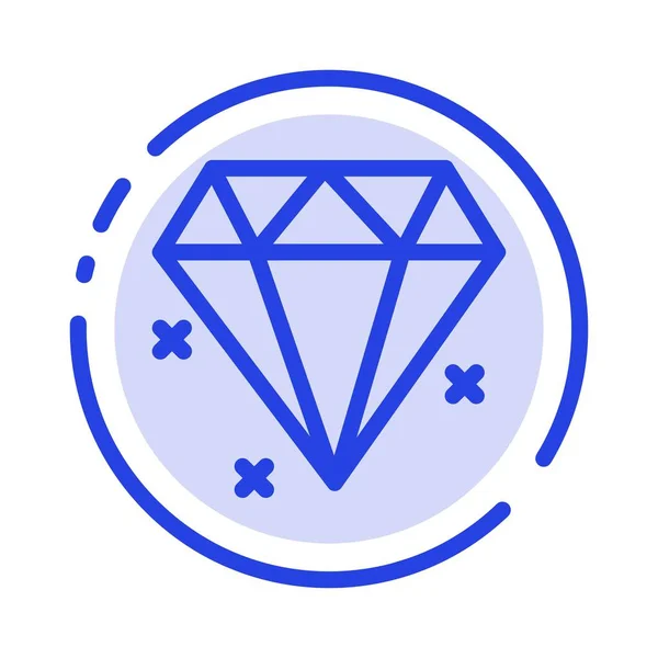 Diament, biżuteria niebieska linia kropkowana linii ikona — Wektor stockowy