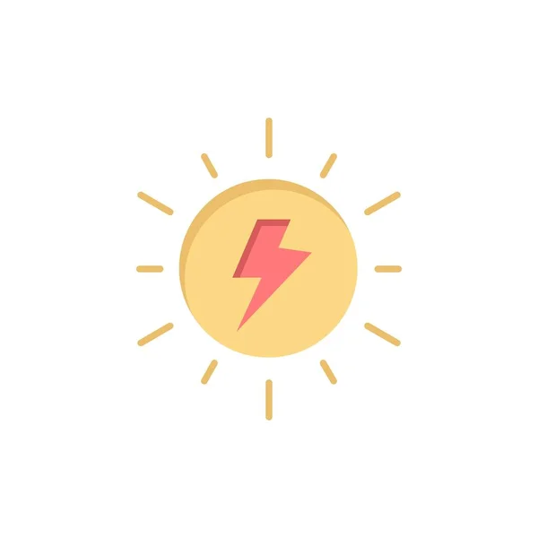 Energie,, Solar, Sonne, Laden flache Farbe Symbol. Banner mit Vektorsymbolen — Stockvektor