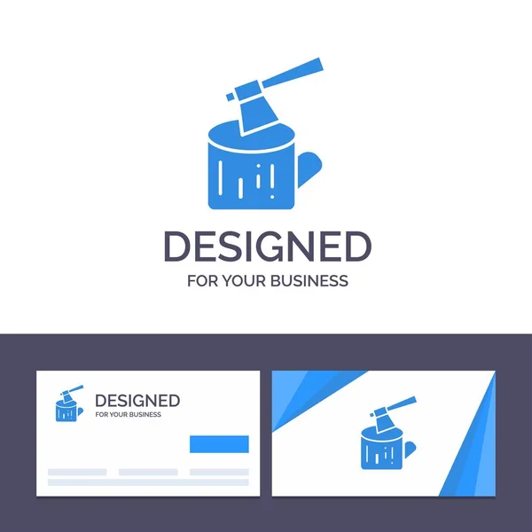クリエイティブ名刺とロゴテンプレート斧、ログ、木材、木材V — ストックベクタ