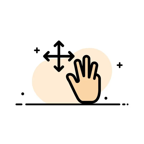 Three, Finger, Gestures, Hold  Business Flat Line Filled Icon Ve — Stock Vector