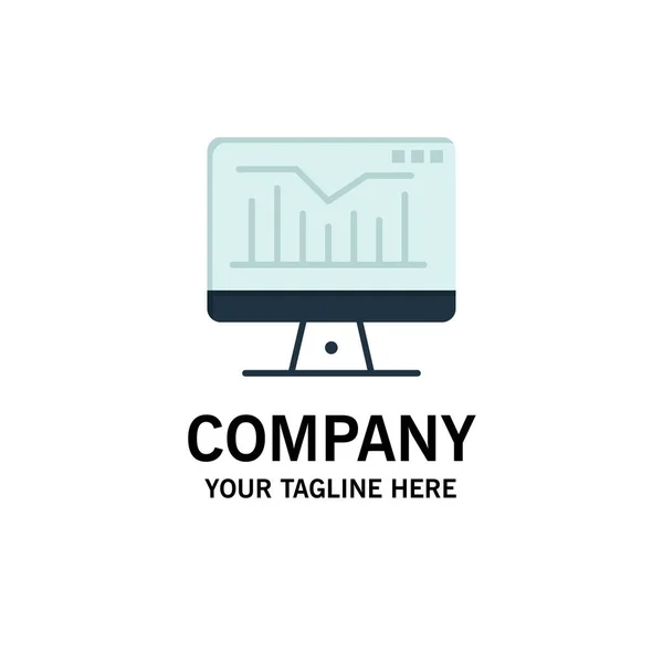 Computer, statisch, grafiek, monitor Business logo template. Flat co — Stockvector