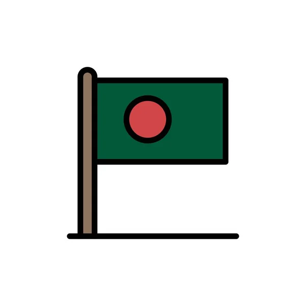 Asian, Bangla, Bangladesh, Country, Flag  Flat Color Icon. Vecto — Stock Vector