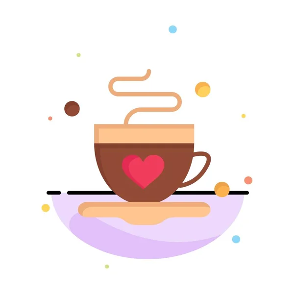 Copo, café, chá, amor abstrato modelo de ícone de cor plana — Vetor de Stock