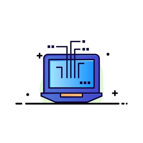 Computer, netwerk, laptop, hardware business logo sjabloon. Platte — Stockvector